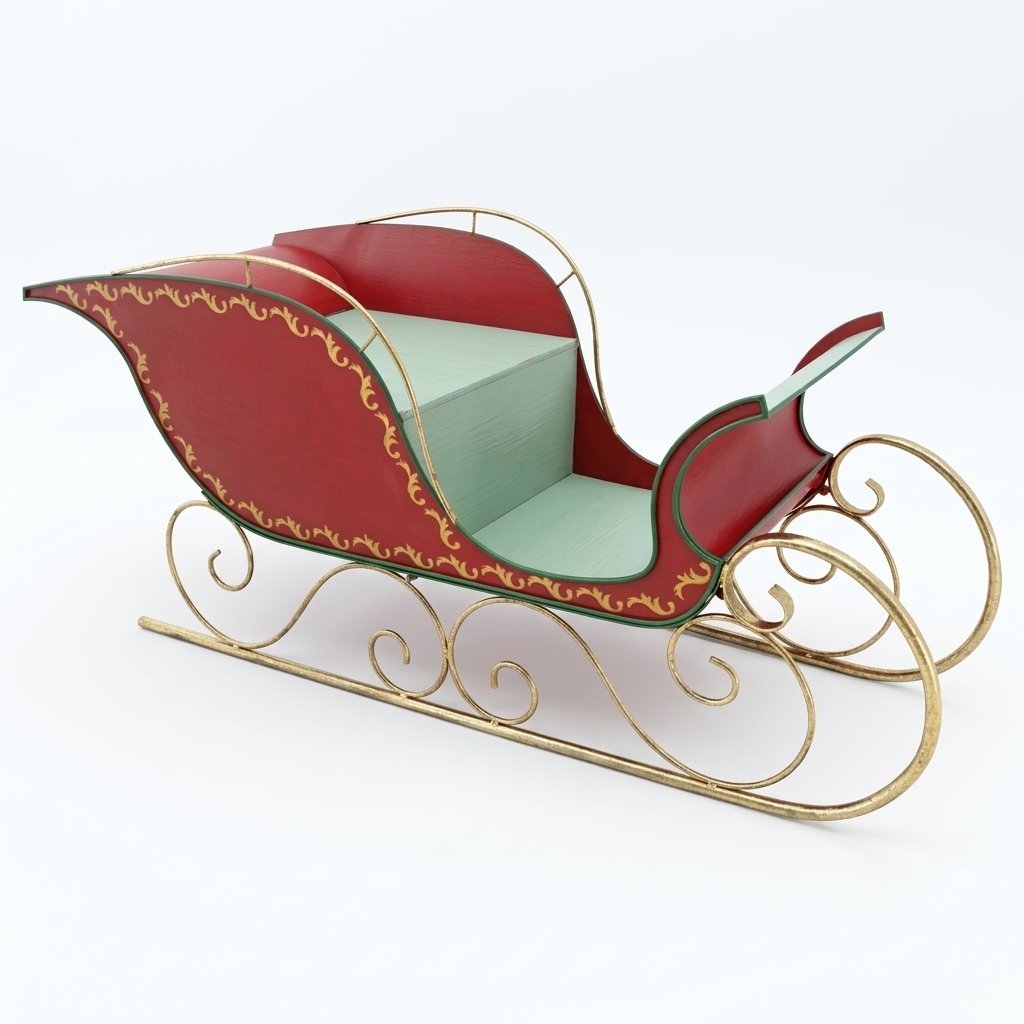 Red Metal Sleigh Christmas Display Prop